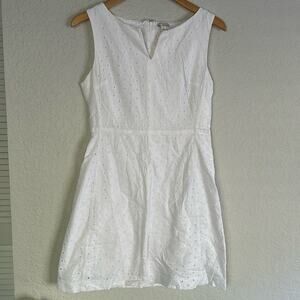 Gap White Eyelet Notch Neck Shift Dress Sleeveless Mini Marcy Preppy Graduation